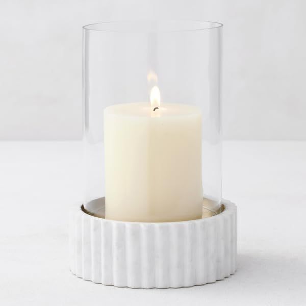 Z Gallerie Marbella Carved Marble Hurricane Candle Holder - Tabletop Home Decor for Shelf, Desk, ... | Amazon (US)