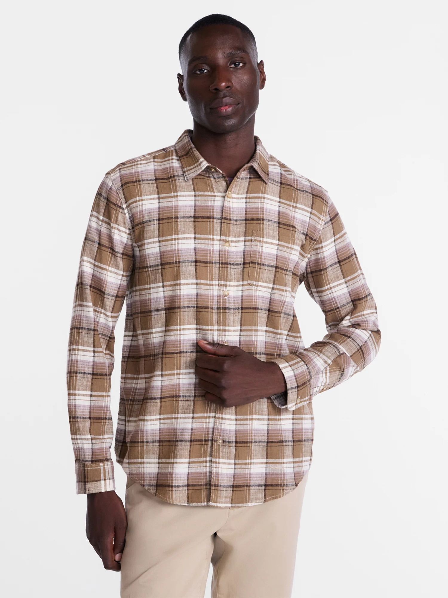 George Men's and Big Men's Slub Cotton Shirt with Long Sleeves, Sizes S-3XL | Walmart (US)