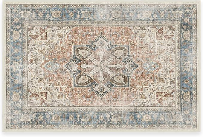 RUGGABLE Kamran Washable Rug - Perfect Vintage Washable Area Rug for Living Room, Kitchen, Bedroo... | Amazon (US)