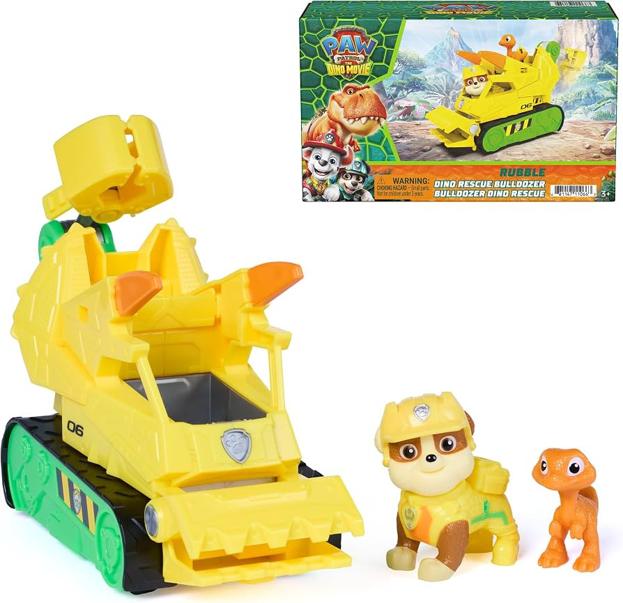 PAW Patrol The Dino Movie Rubble Dino Rescue Bulldozer Toy Truck | Amazon (US)