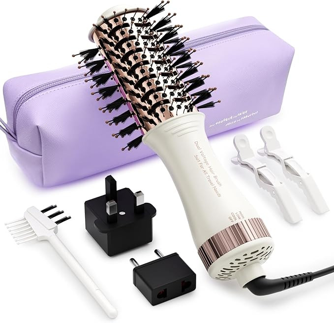 4-in-1 Travel Dual Voltage Hair Dryer Brush Blow Dryer Brush,Portable 2 inch Mini Hot Air Brush,T... | Amazon (US)
