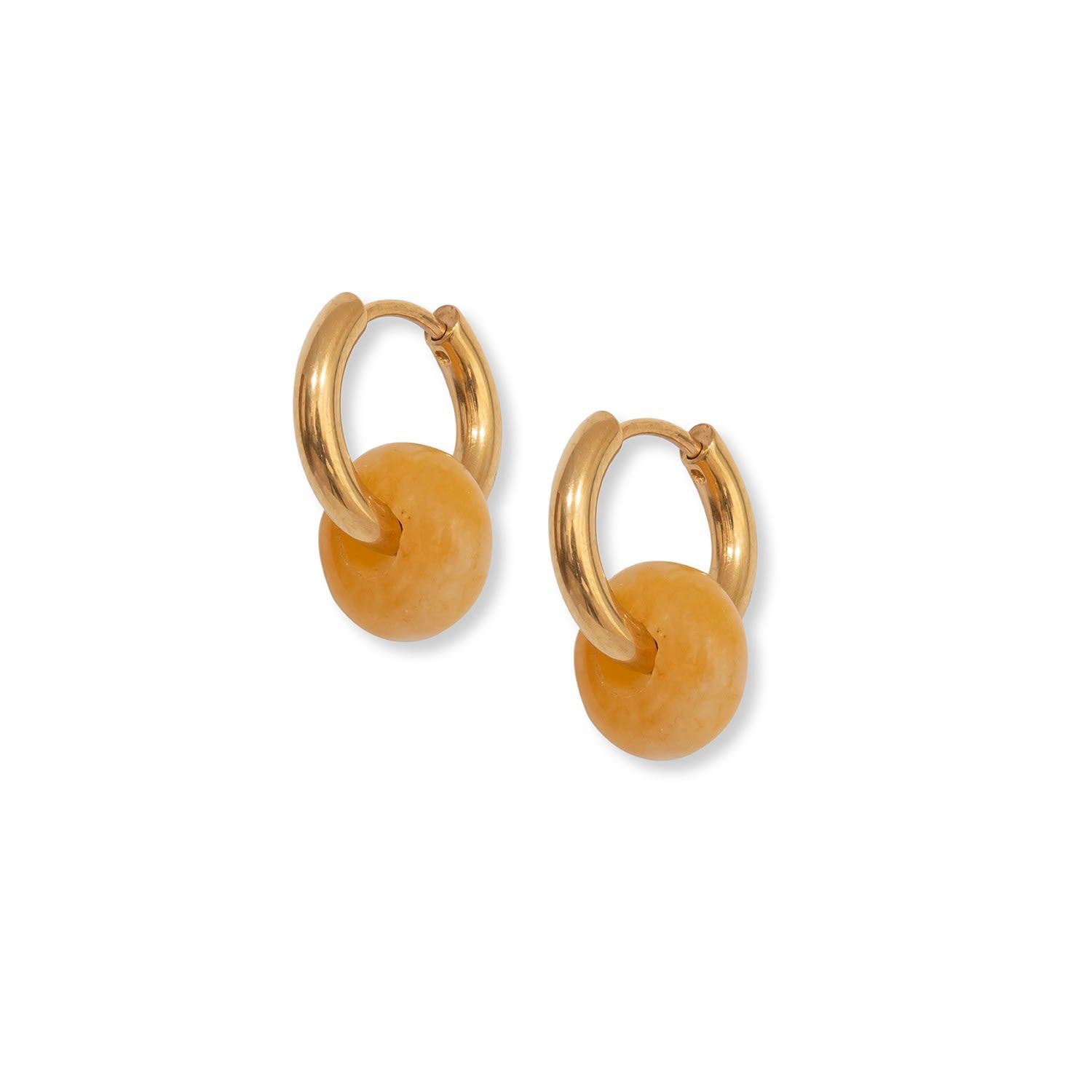 Yellow Jade Agate Hoops - Gold | Wolf & Badger (US)
