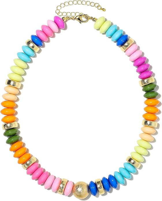RISHEGAE Chunky Beaded Necklace for Women Boho Resin Beaded Choker Necklace Adjustable Surfer Bea... | Amazon (US)