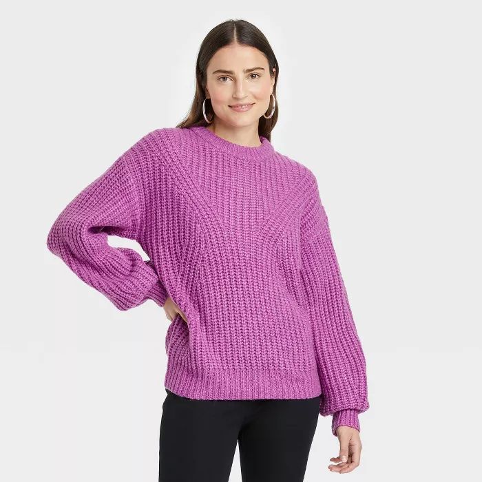 Women&#39;s Crewneck Pullover Sweater - A New Day&#8482; Purple M | Target