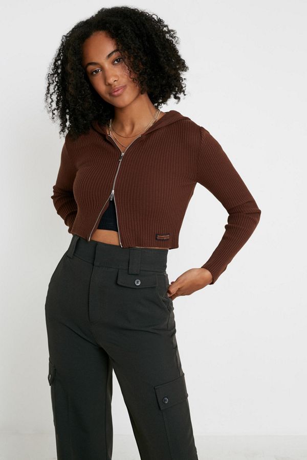 UO Cropped Zip-Up Hoodie Top | Urban Outfitters (US and RoW)