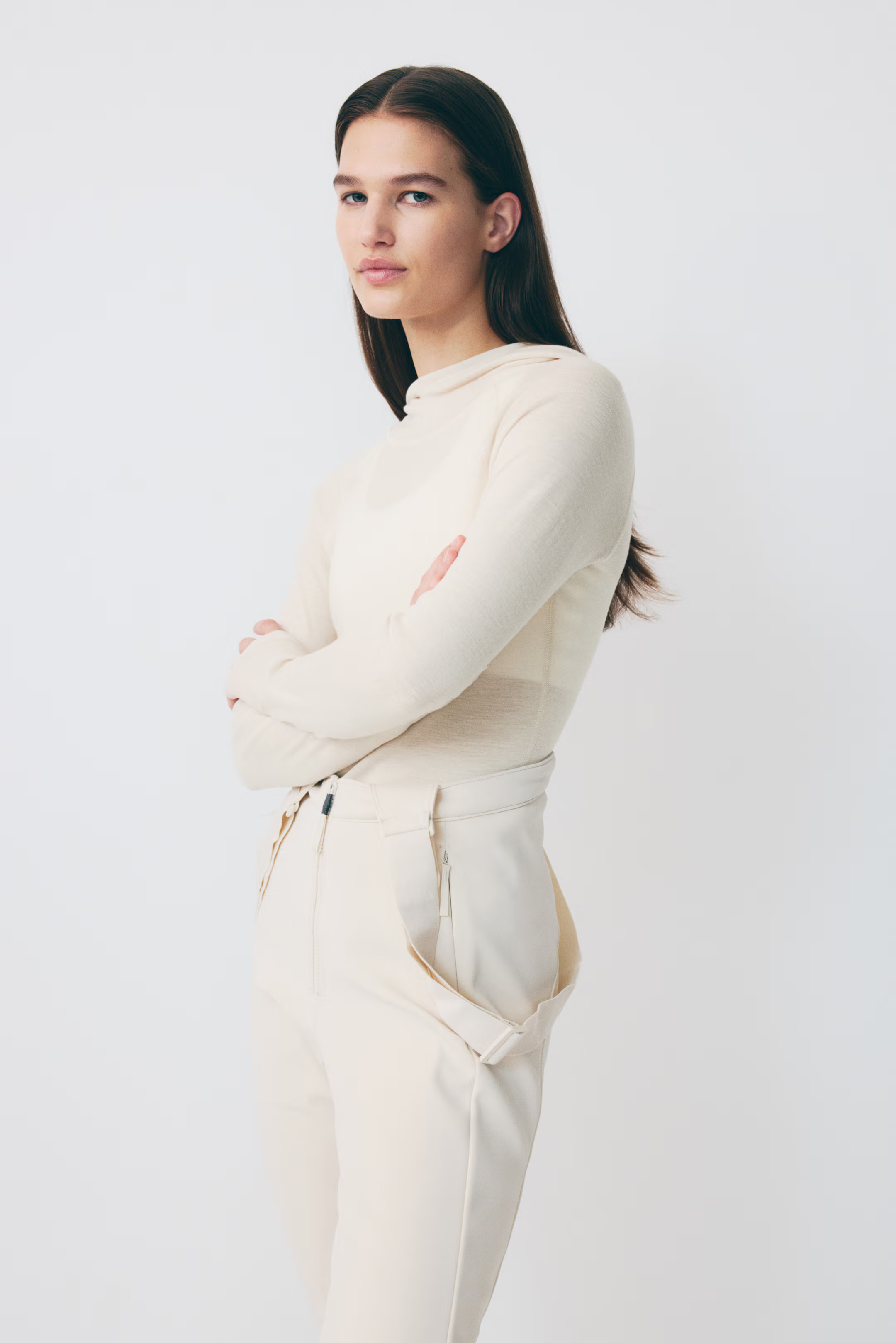 Wool hooded sports top - Light beige - Ladies | H&M GB | H&M (UK, MY, IN, SG, PH, TW, HK)