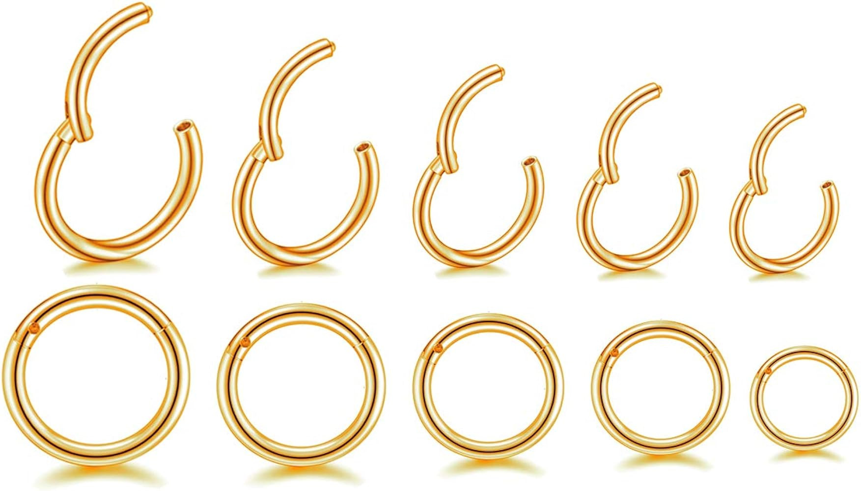 16G Surgical Steel Hinged Clicker Segment Nose Rings Hoop Helix Cartilage Daith Tragus Sleeper Ea... | Amazon (US)