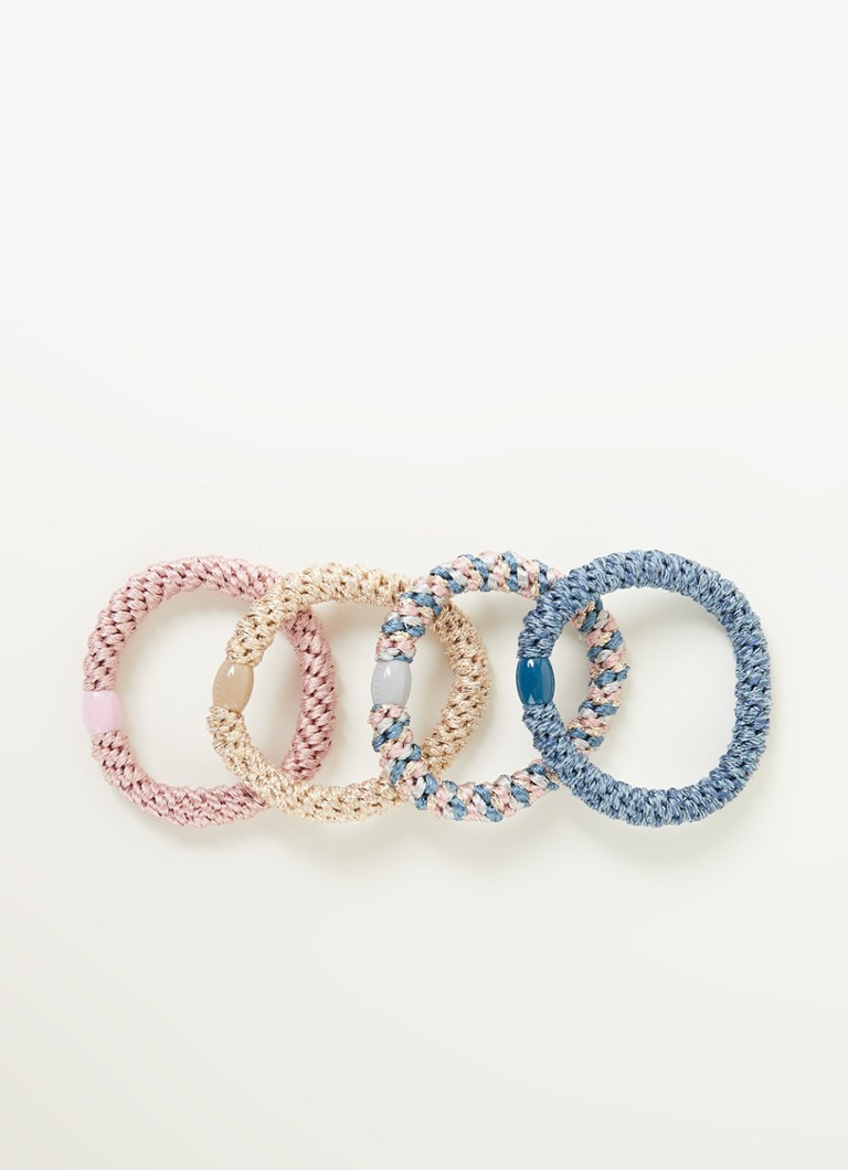 Bon Dep Kknekki gevlochten haar elastiekjes met lurex in 4-pack • Goud • de Bijenkorf | De Bijenkorf (NL)