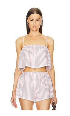 Helsa Wide Stripe Poplin Camisole in Mauve Stripe from Revolve.com | Revolve Clothing (Global)
