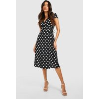 Womens Boutique Polka Dot Wrap Dress - Black - 8 | boohoo (US & Canada)