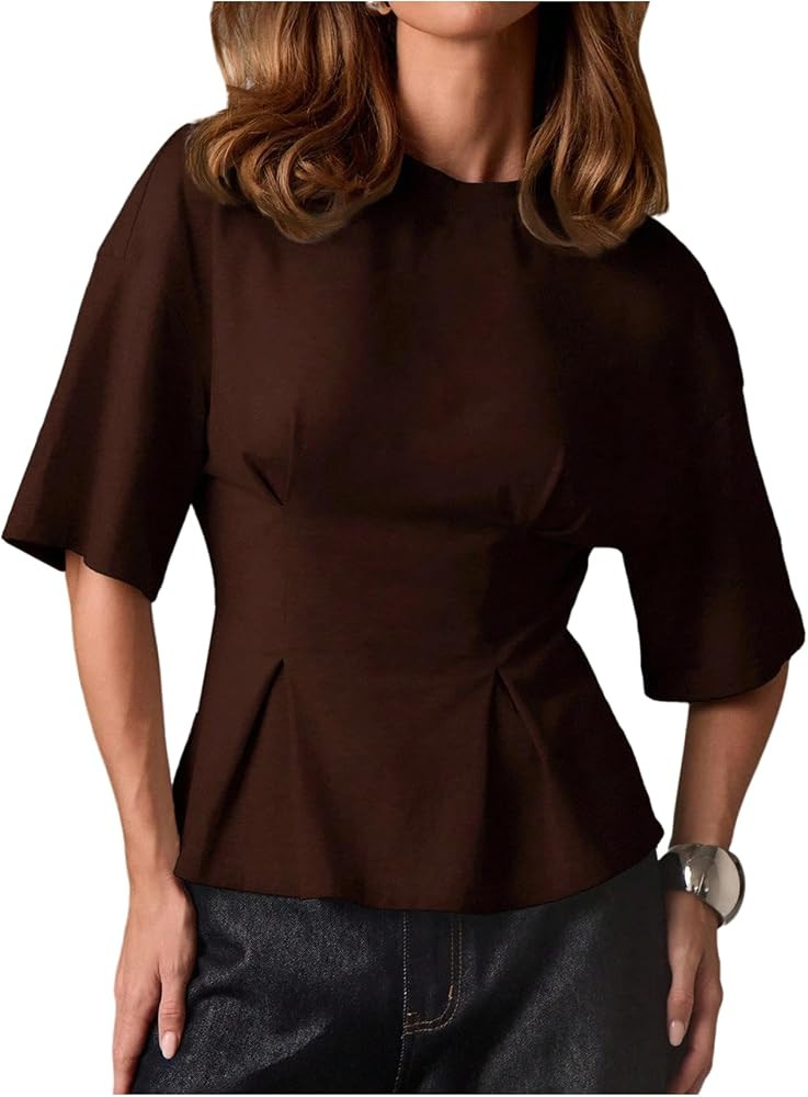 MakeMeChic Blusa de verano de manga corta con volantes para mujer | Amazon (US)