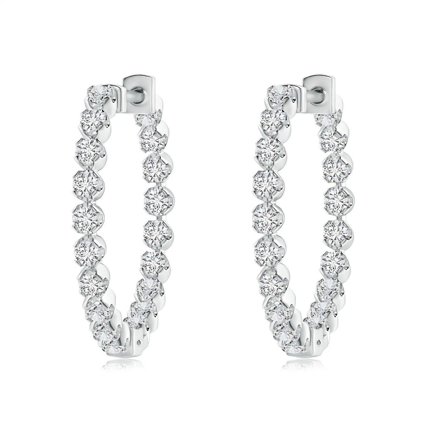 Floating Diamond Inside-Out Hoop Earrings | Angara US