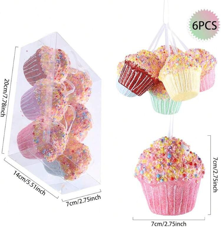 Macaron Color Dessert Pendant Set - 5pcs Tree Hanging Candy Xmas, New Year, Birthday Parties : Home & Kitchen | SHEIN