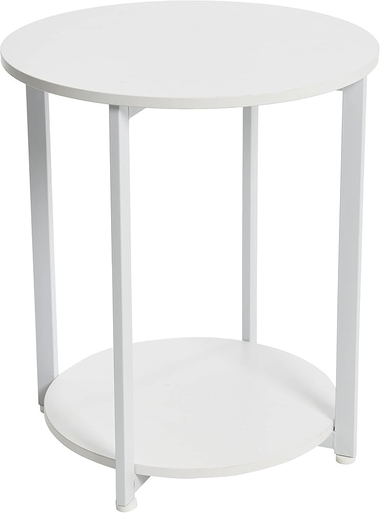 Household Essentials White Round End Table 2 Tier | Amazon (US)