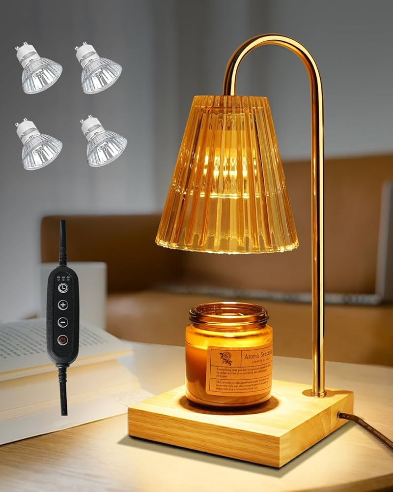 Oilkas Candle Warmer Lamp with 4 Bulbs - Candle Warmer with Timer Dimmable, Wax Melt Warmer Candl... | Amazon (US)