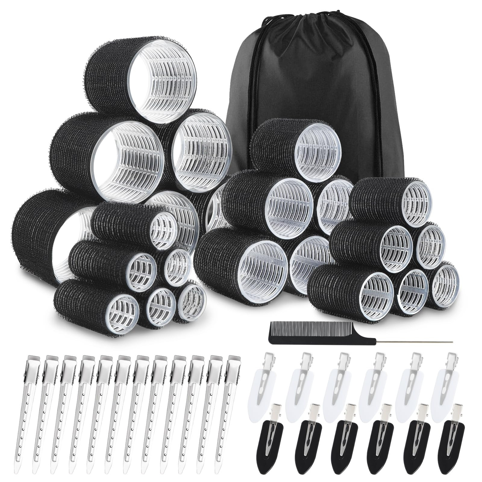 JOISHOP 50pcs Hair Rollers with Clips, Jumbo Large Medium Small Velcro Rollers for Hair Volume Bi... | Amazon (UK)