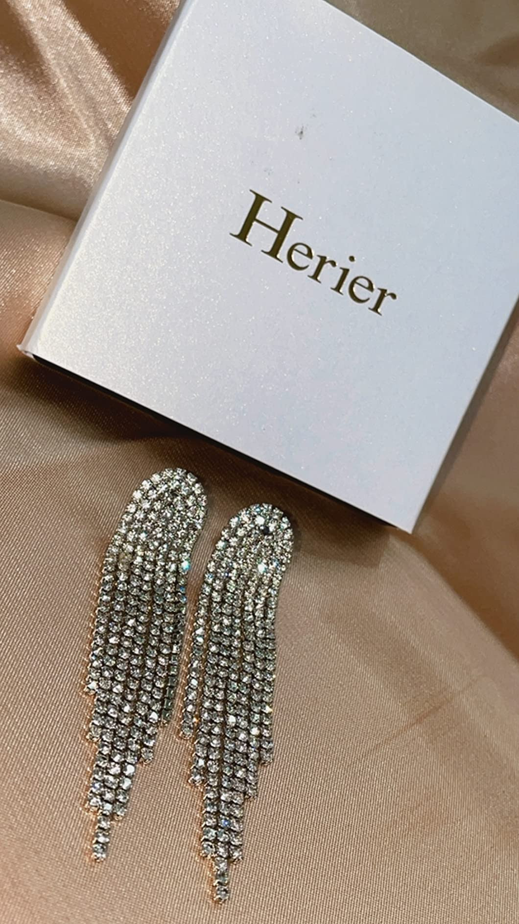 HERIER Rhinestone Earrings Dangling for Women Chandelier Statement Tassel Earrings Girls Silver S... | Amazon (US)