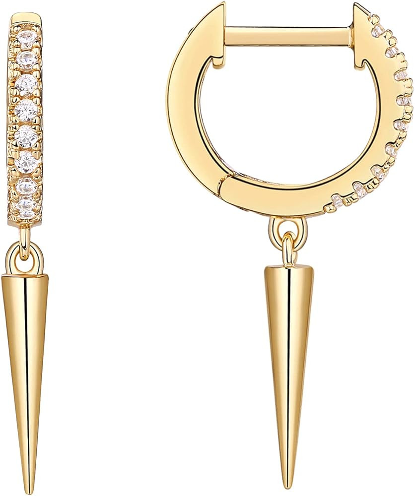 PAVOI 14K Gold Plated S925 Sterling Silver Post Drop/Dangle Huggie Earrings for Women | Dainty Earri | Amazon (US)