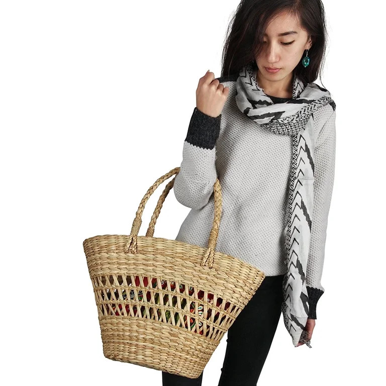 Straw Shoulder Bag Large Shopping Market Handbag Beach Picnic Women's Tote Basket | Walmart (US)