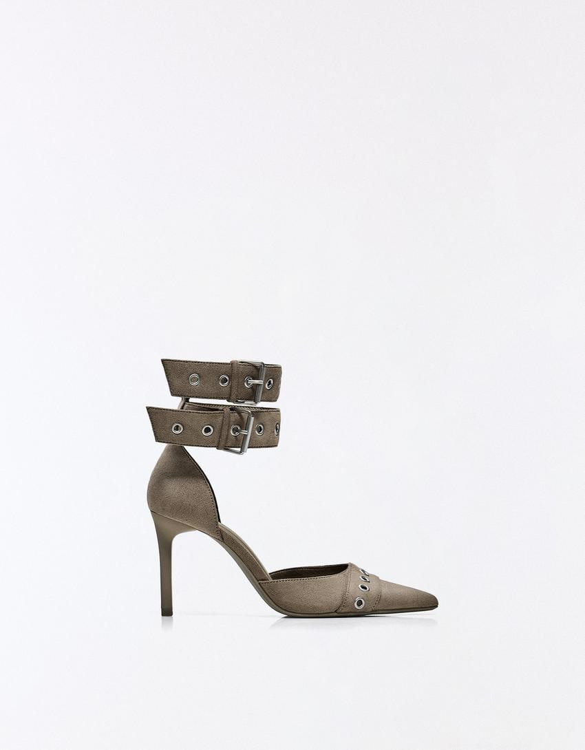 MULTI-BUCKLE ANKLE STRAP HEELS | Bershka UK