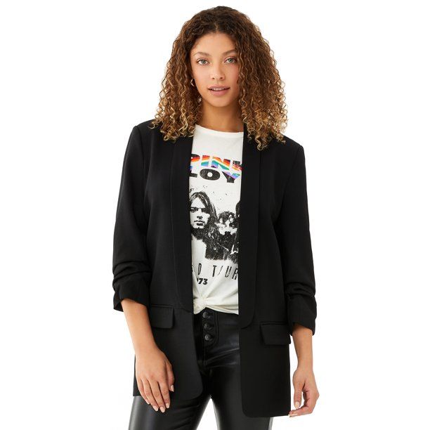 Scoop Women's Boyfriend Blazer with Scrunch Sleeves | Walmart (US)