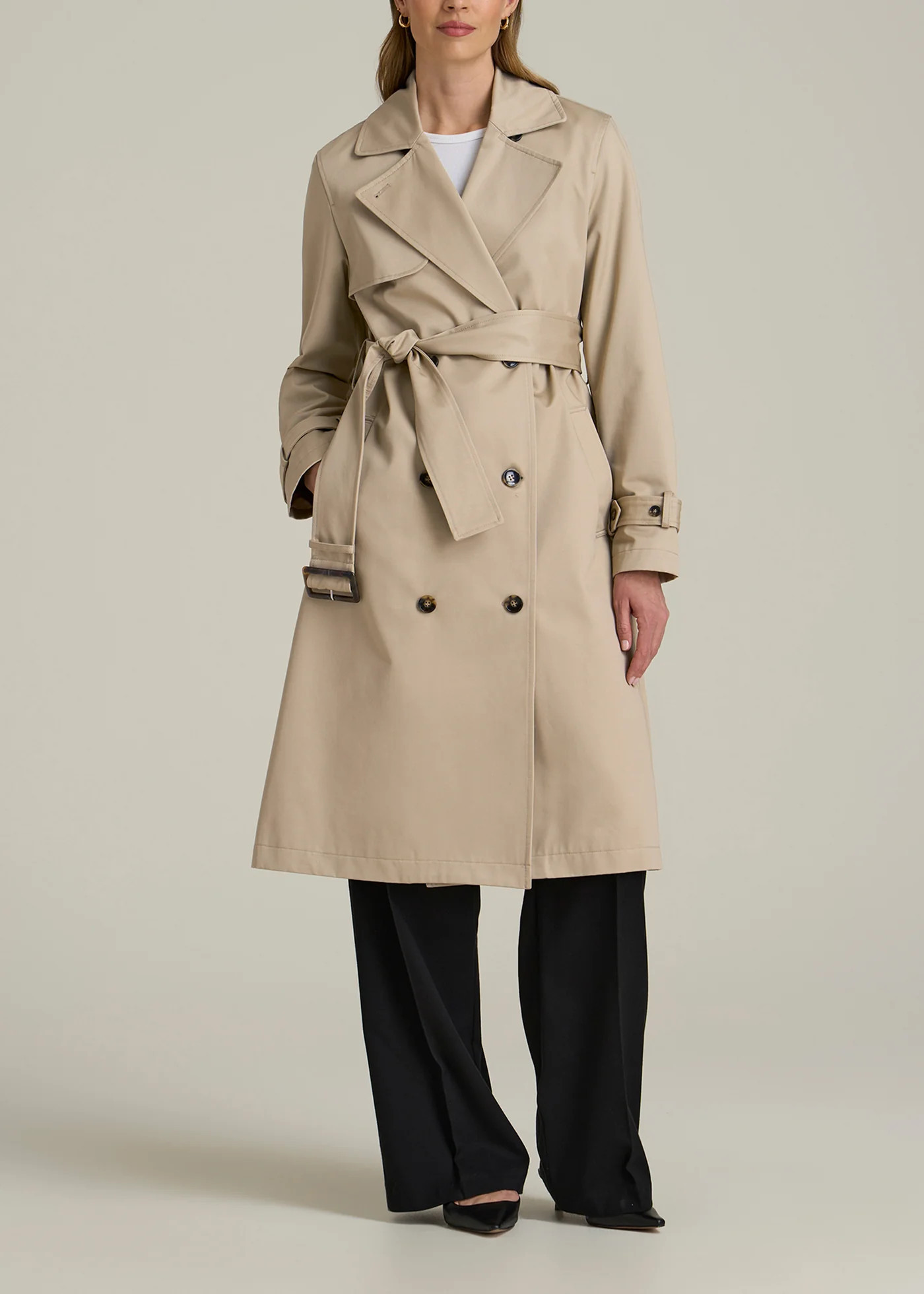 Trench Coat for Tall Women in Light Khaki | American Tall