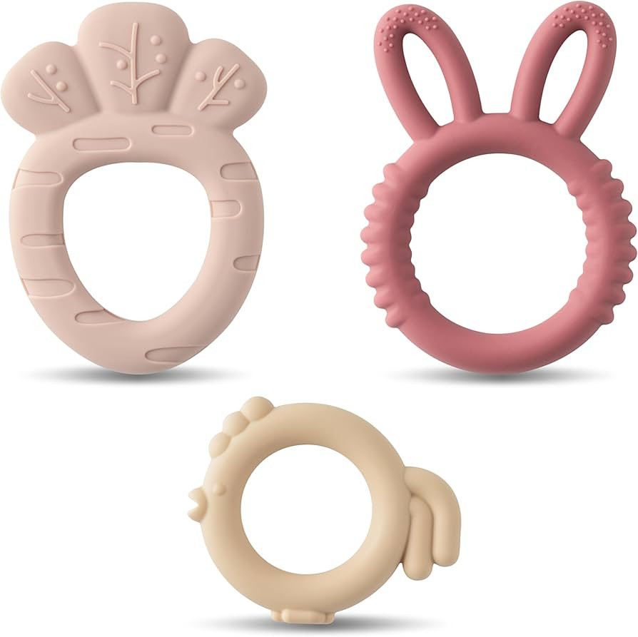 3Pcs Easter Silicone Teething Toys for Baby Spring Baby Soothe Teething Chew Toys Infant Soft Tee... | Amazon (US)