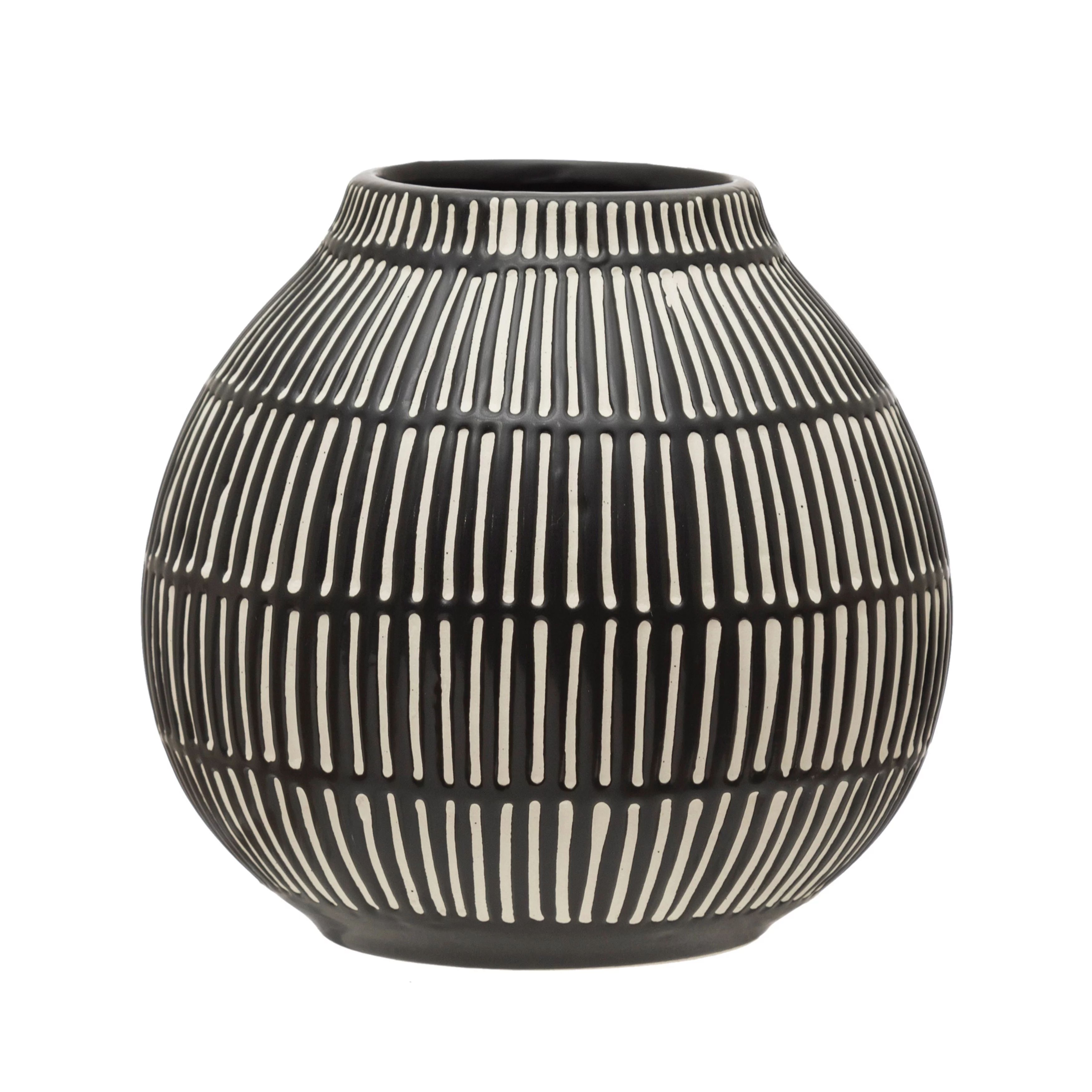 Bloomingville Debossed Stoneware Vase, Black & White | Walmart (US)