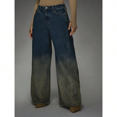 Ombre Washed Faded Straight Leg Jeans | SHEIN