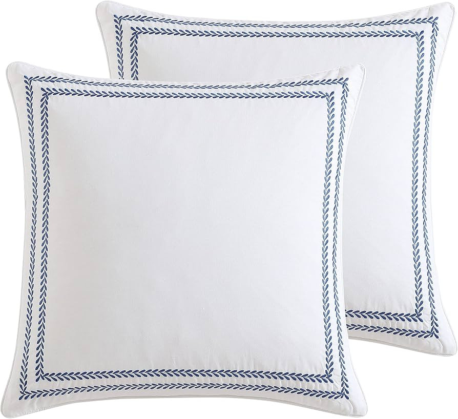Laura Ashley - Euro Sham Covers, Soft Cotton Decorative Pillow Covers with Zipper Closure, 26x26,... | Amazon (US)