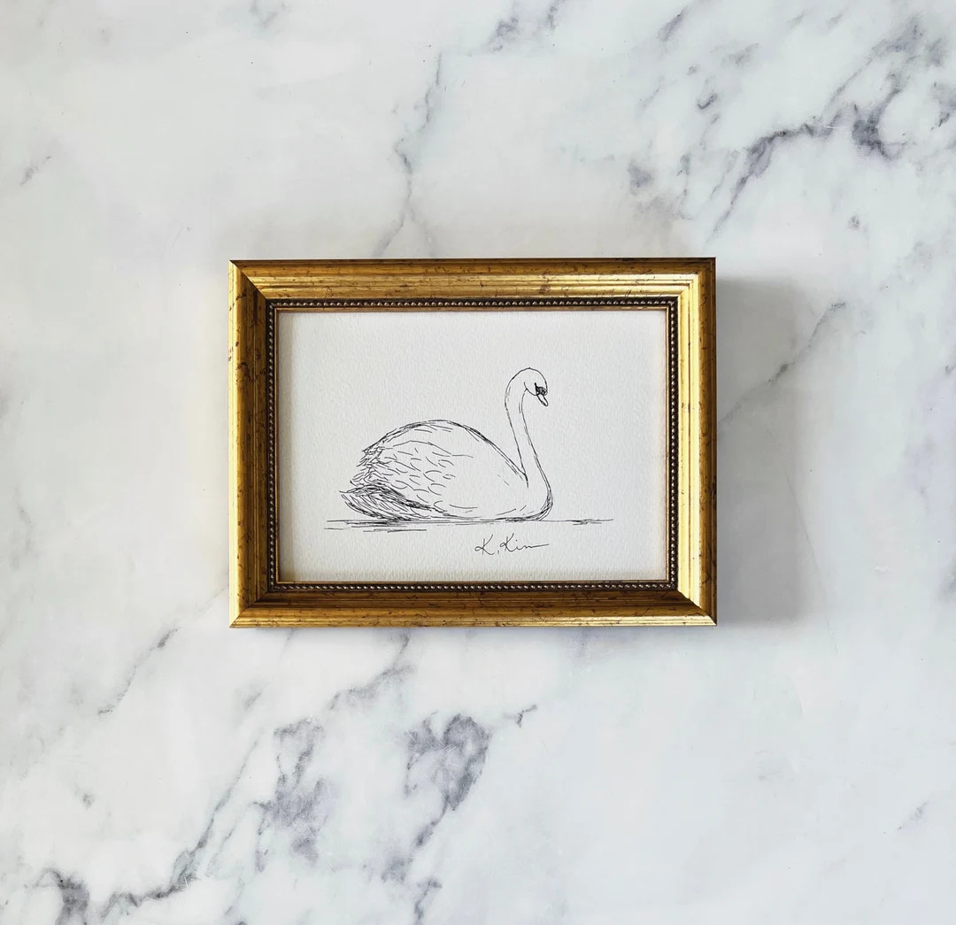 SWAN Art Print - Unframed Swan Ink Sketch  - Minimalist Nursery Art - Swan Art - French Country A... | Etsy (US)