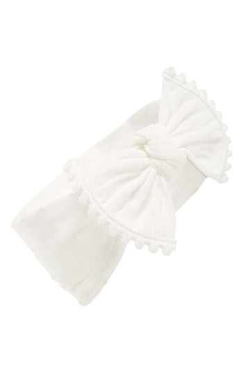 Baby Bling Pompom Trim Headband, Size One Size - White | Nordstrom