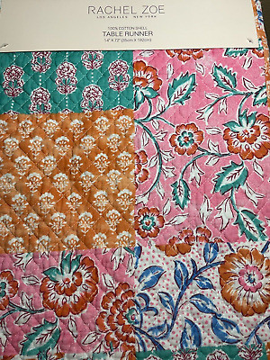 Rachel Zoe TABLE RUNNER ORANGE PINK WHITE TURQUOISE QUILT PATTERN 14 x 72  NIP | eBay US