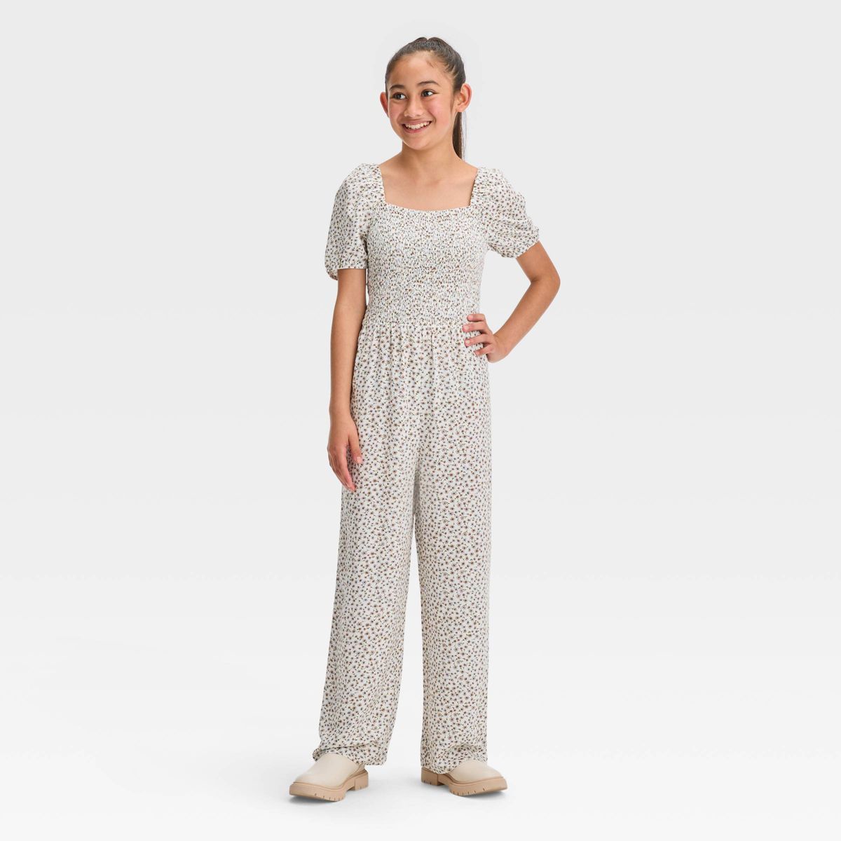Girls' Short Sleeve Smocked Jumpsuit - art class™ | Target