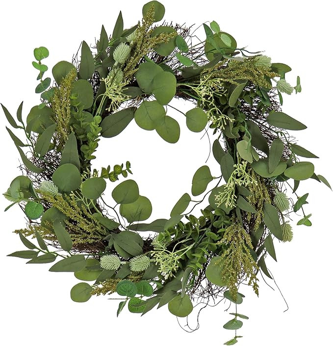 National Tree Company 22 inch Artificial Spring Wreath with Eucalyptus Leaves, Baby's Breath, Flo... | Amazon (US)