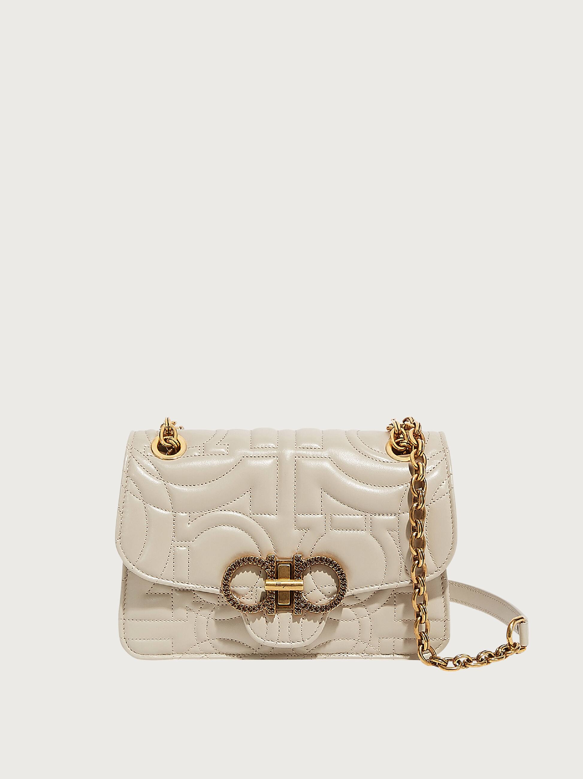 Salvatore Ferragamo Women Quilted Gancini flap bag White | Ferragamo