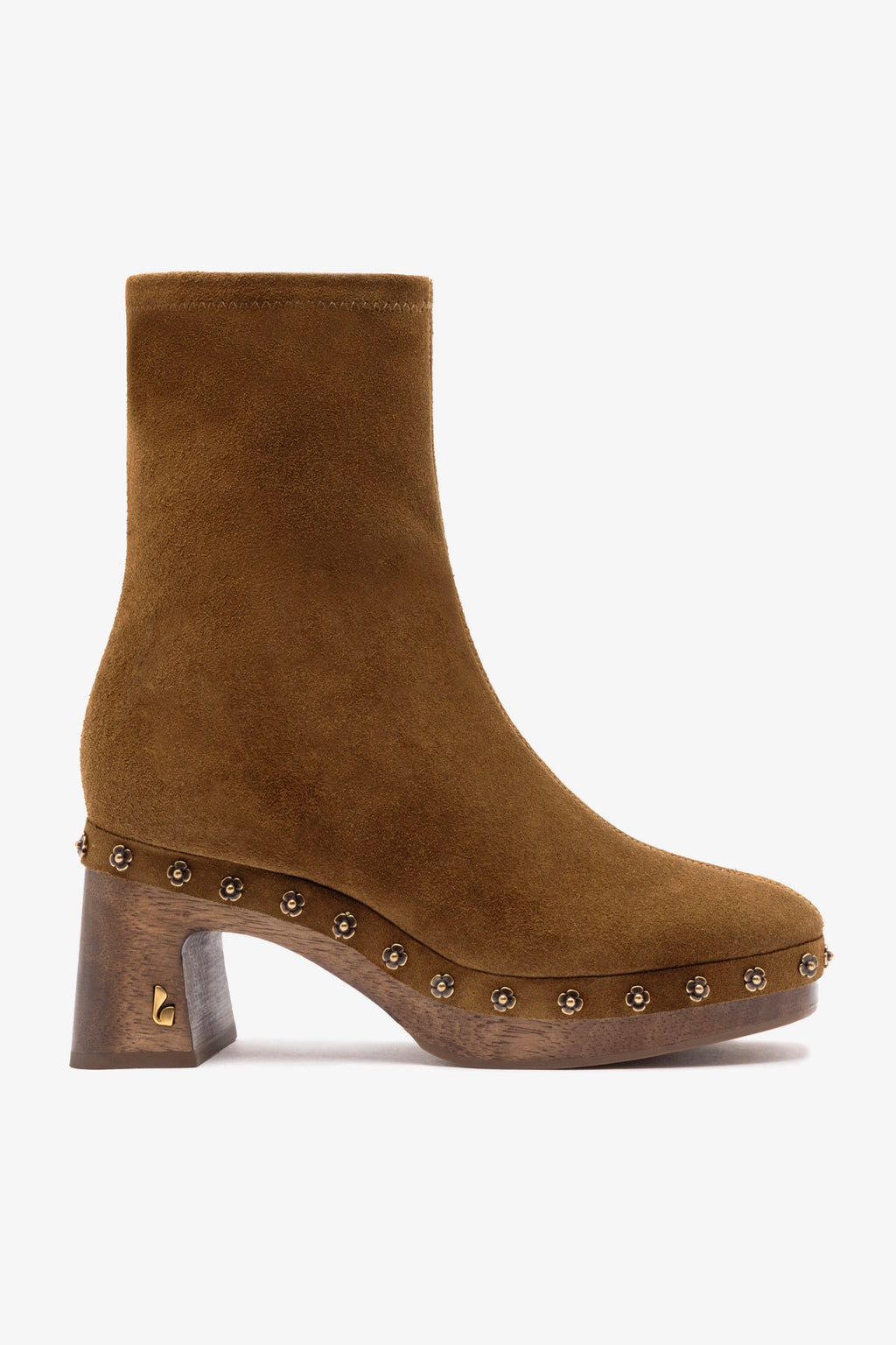 Dolly Low Wooden In Russet Suede | Larroude
