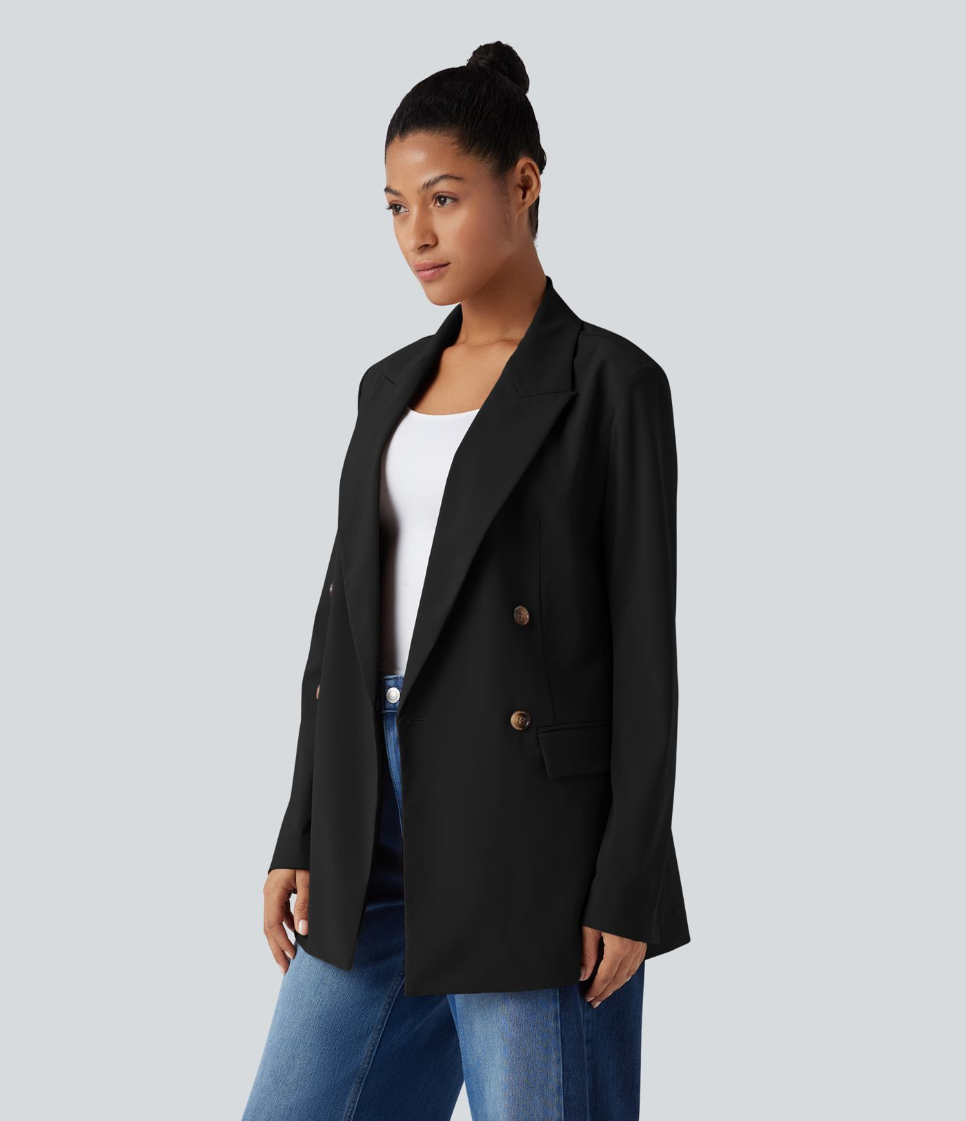 Women\u2019s Wrinkle-resistant Notched Collar Long Sleeve Work Blazer with Pockets - Halara | HALARA
