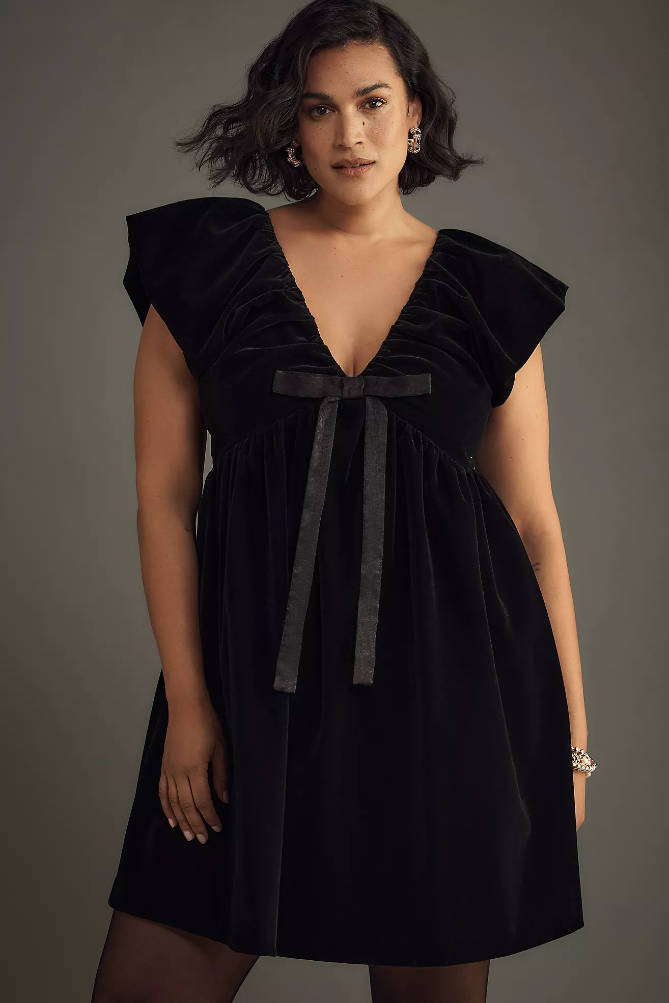 Endless Rose Velvet Bow Mini Dress | Anthropologie (US)