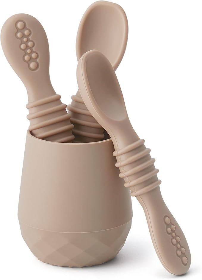 SAMiGO Silicone Baby Utensils - Self Feeding Spoons and Tiny Training Cup - First Stage Baby Led ... | Amazon (US)