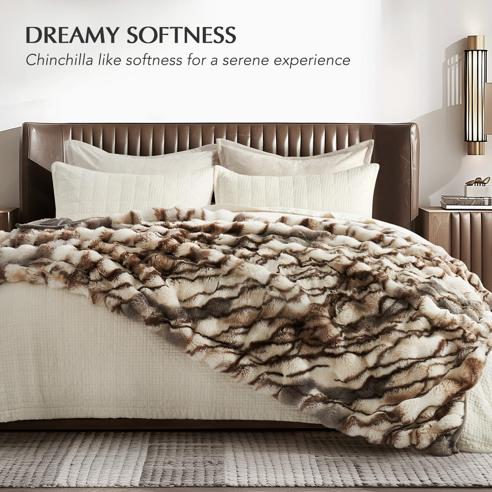 EVERGRACE Ultra Soft Luxury Fluffy Ridgeline Faux Rabbit Fur Throw Blanket, Thick Warm Bubble Thr... | Amazon (US)