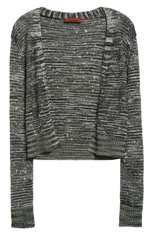 Missoni Space Dye Metallic Stripe Sequin Cardigan in Space Dyed Black/Green at Nordstrom, Size 4 Us | Nordstrom