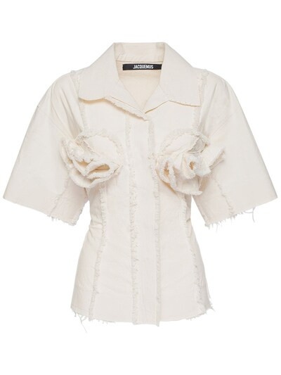 Jacquemus - La chemise artichaut canvas flower shirt - Off-White | Luisaviaroma | Luisaviaroma