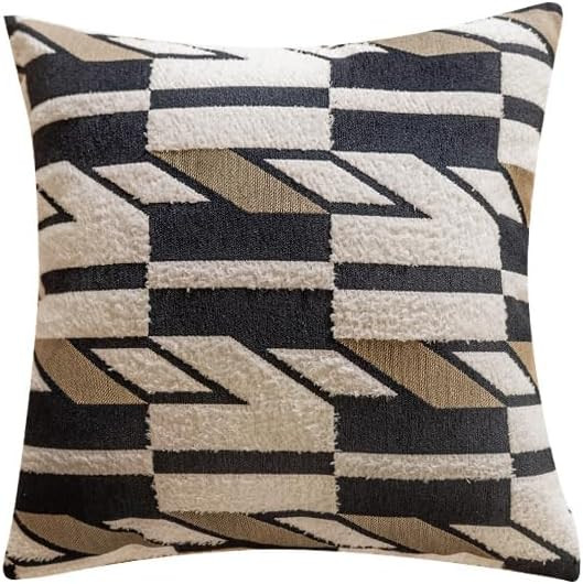 Abstract Textured Geometry Decorative Throw Pillow Covers 18"x 18", Soft Jacquard Pillowcase Cush... | Amazon (US)