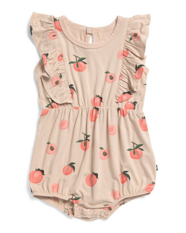 Infant Girls Peach Bubble Romper | TJ Maxx