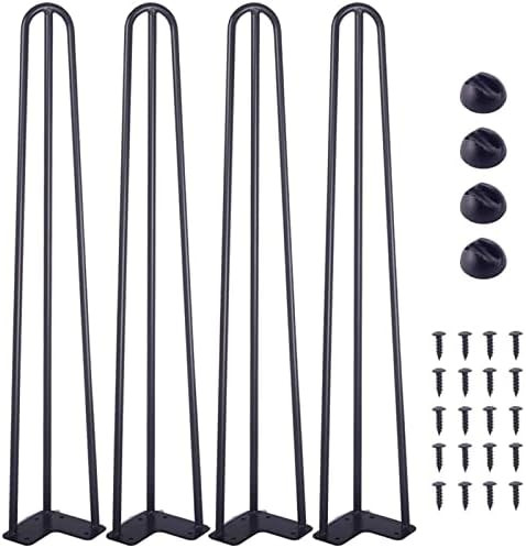 TE DEUM 28" Satin Black Hairpin Coffee Table Legs(Set of 4),1/2" Diameter … | Amazon (US)