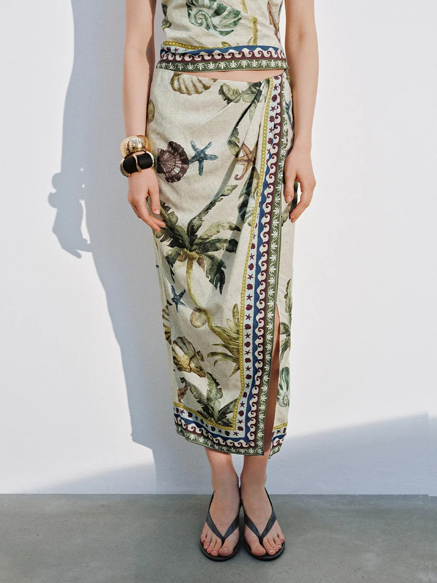 Printed Straight Wrap Maxi Skirts | Urban Revivo