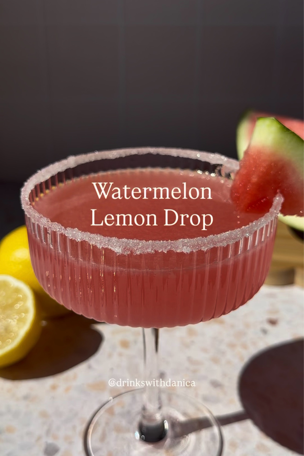 Watermelon Lemon Drop

Follow me on Instagram and TikTok @drinkswithdanica for this recipe and more 