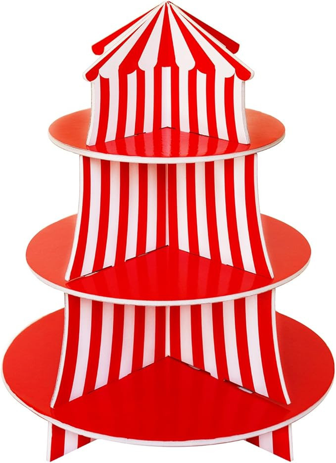 Super Z Outlet 3 Tier Cupcake Foam Stand with Circus Carnival Tent Design for Desserts, Birthdays... | Amazon (US)