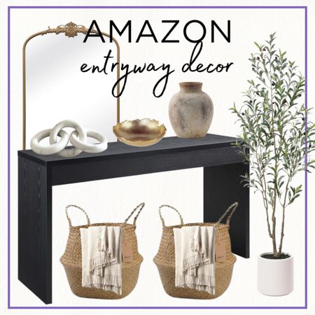 Obsessed with this entryway design! Shop a black entryway table, gold antique mirror, faux plant, woven baskets and more! 

Amazon home, home decor, entryway decor, entryway finds, modern home decor, Amazon decor 

#LTKHome #LTKFindsUnder100
